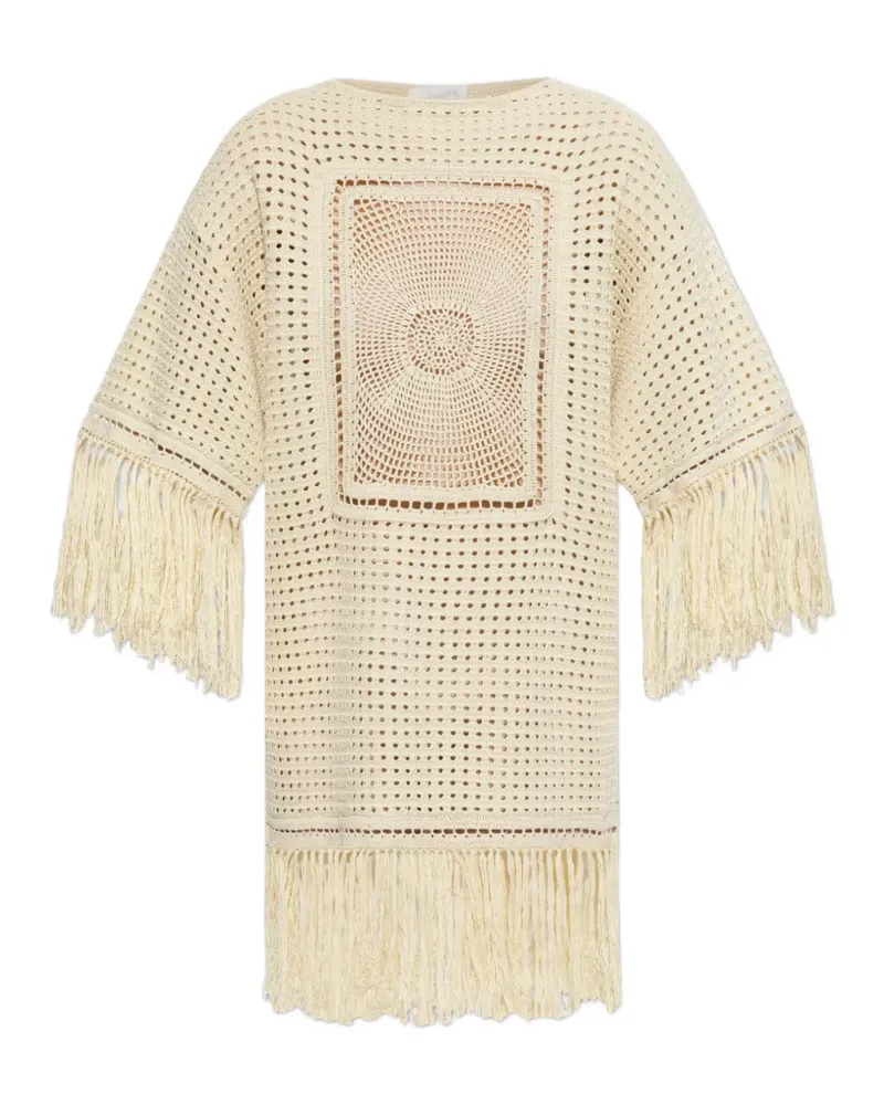 Zimmermann fringe-trim mini dress - Nude Nude