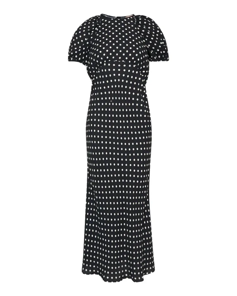 N° 21 polka-dot puff-sleeve midi dress - Schwarz Schwarz