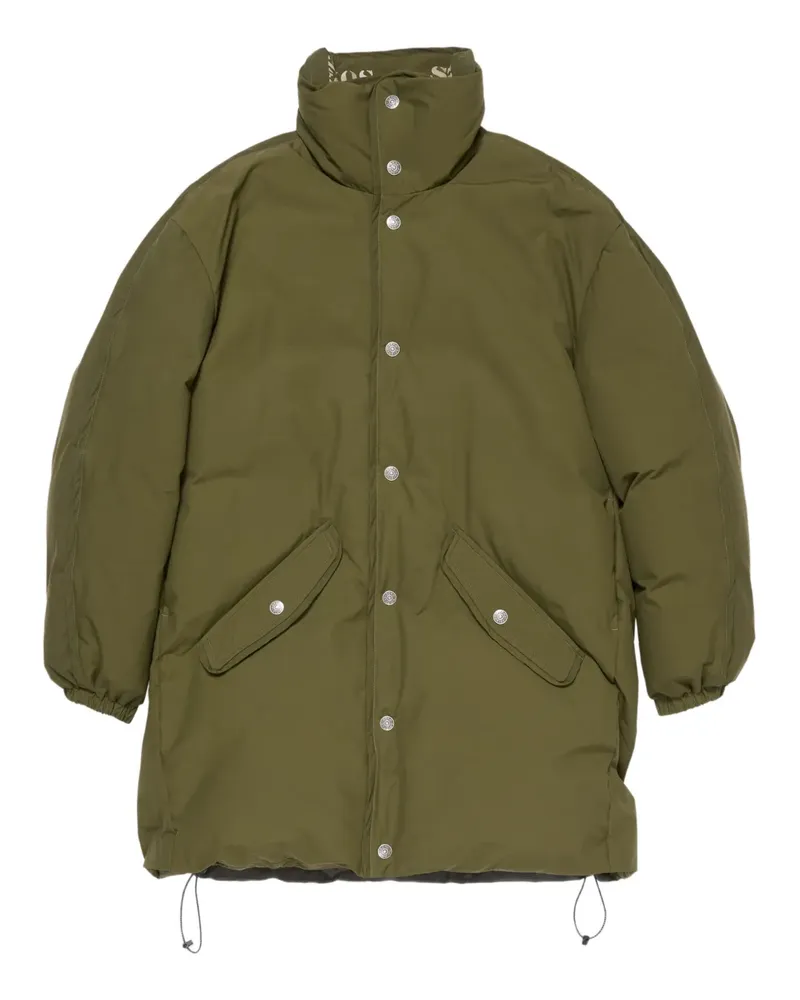 Acne Studios 1996 wattierter Mantel mit Logo-Print - Grün Grün