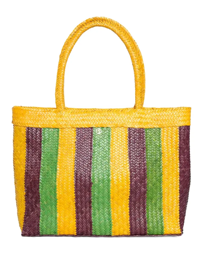 BRIGITTE Gewebte Bahia Stripe Strandtasche - Gelb Gelb