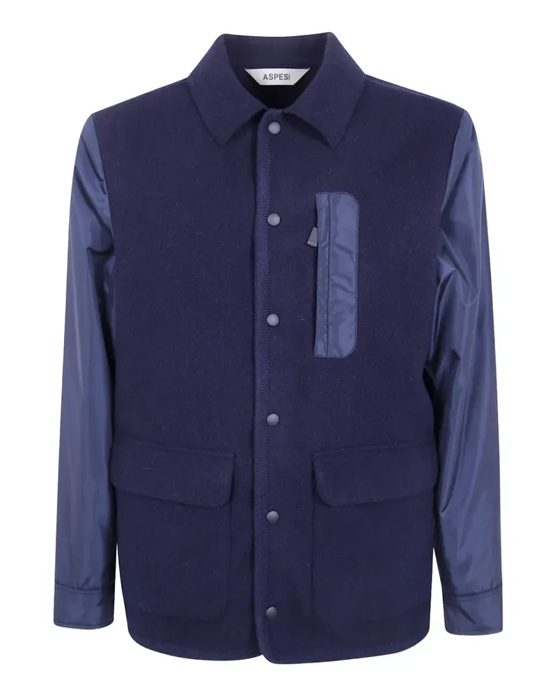ASPESI Waltz panelled wool shirt jacket - Blau Blau
