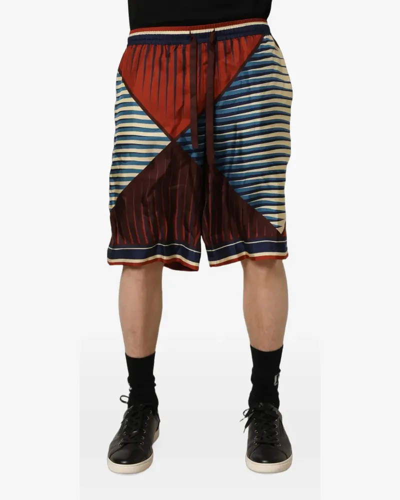 Dolce & Gabbana Shorts aus Seide mit Print - Rot Rot