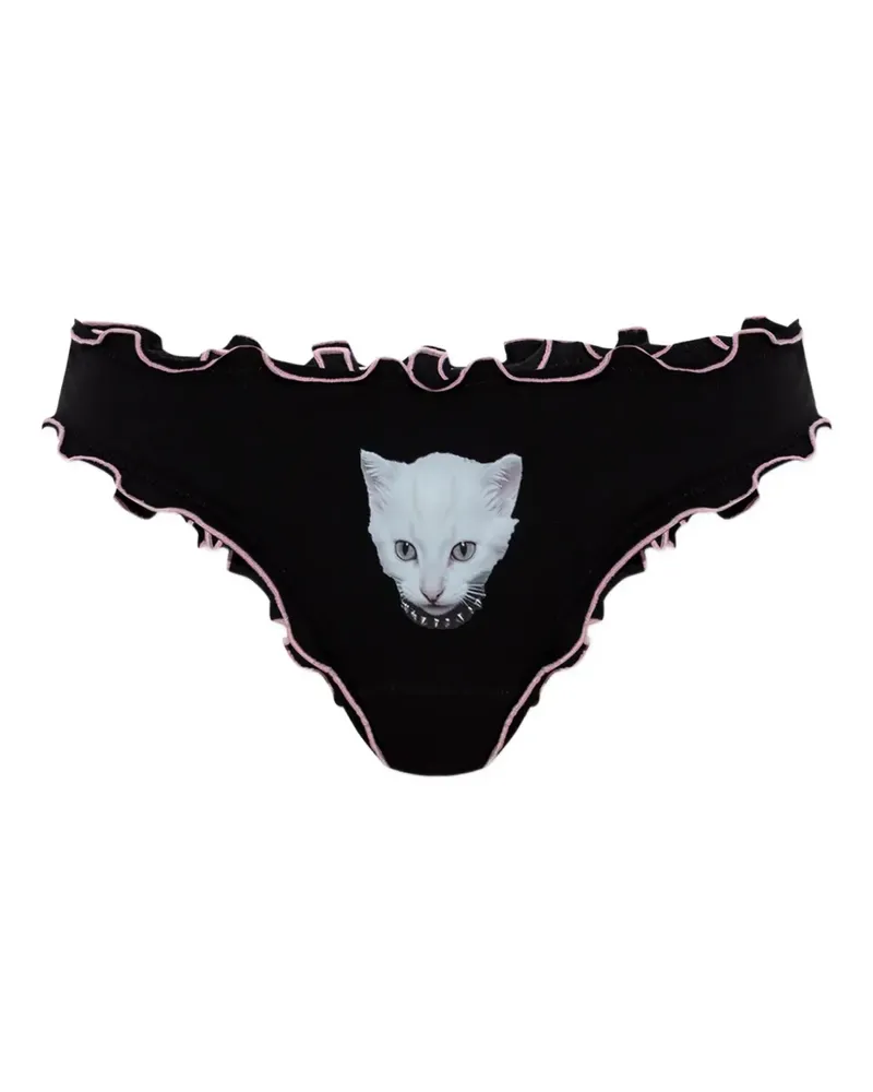 Blumarine Slip mit Katzen-Print - Schwarz Schwarz