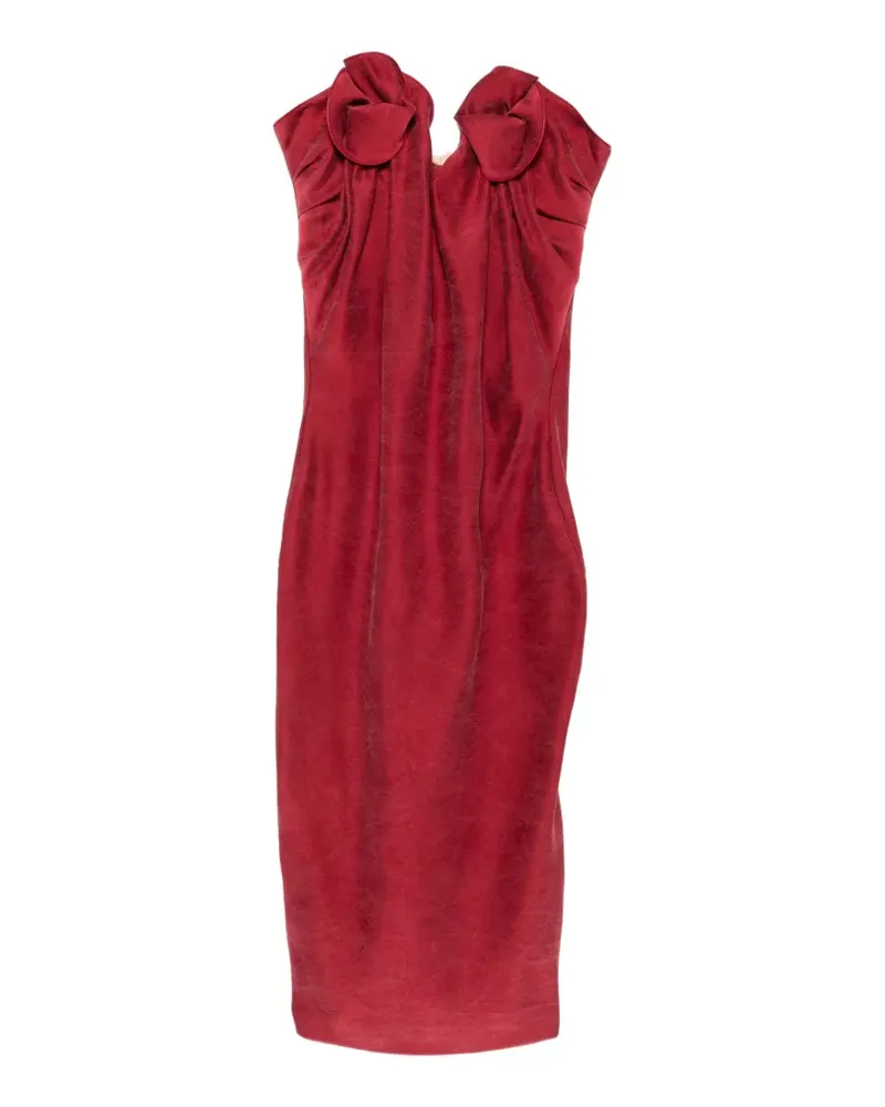 Magda Butrym Schulterfreies Midikleid mit Blumendetail - Rot Rot