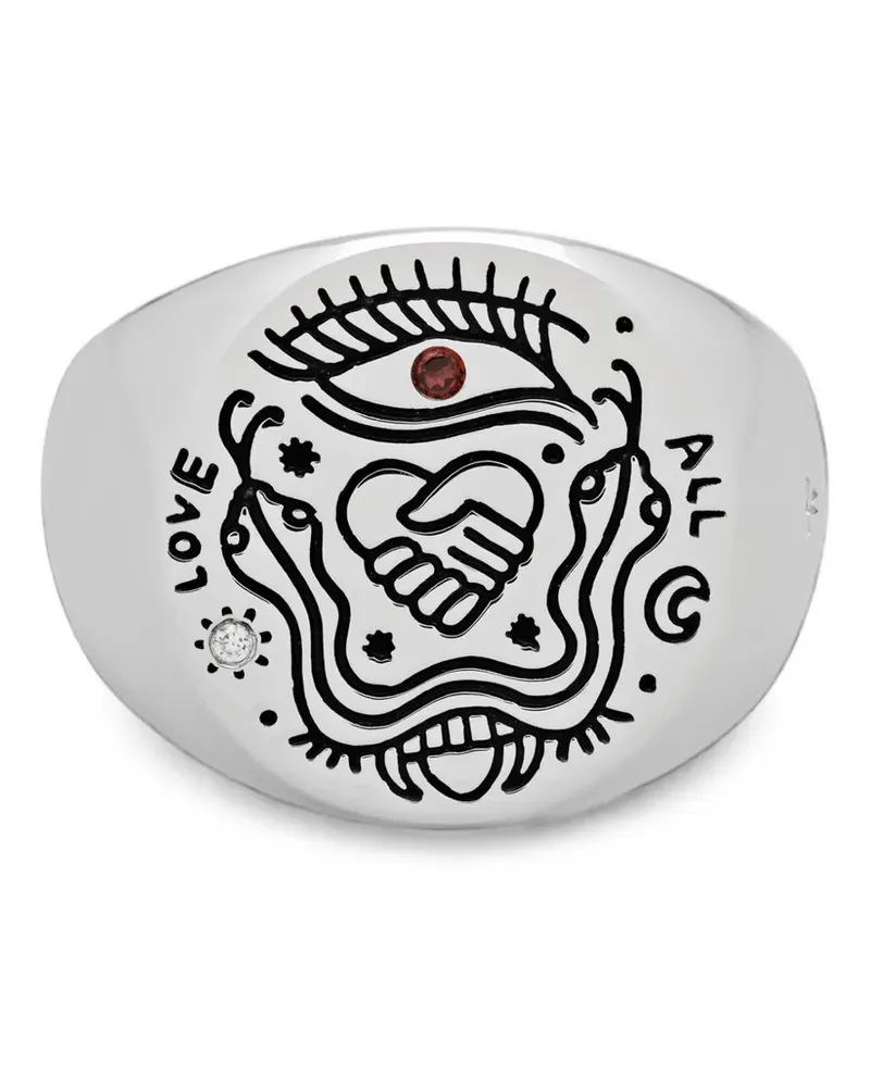 Tom Wood Gravierter Love All Ring - Silber Silber