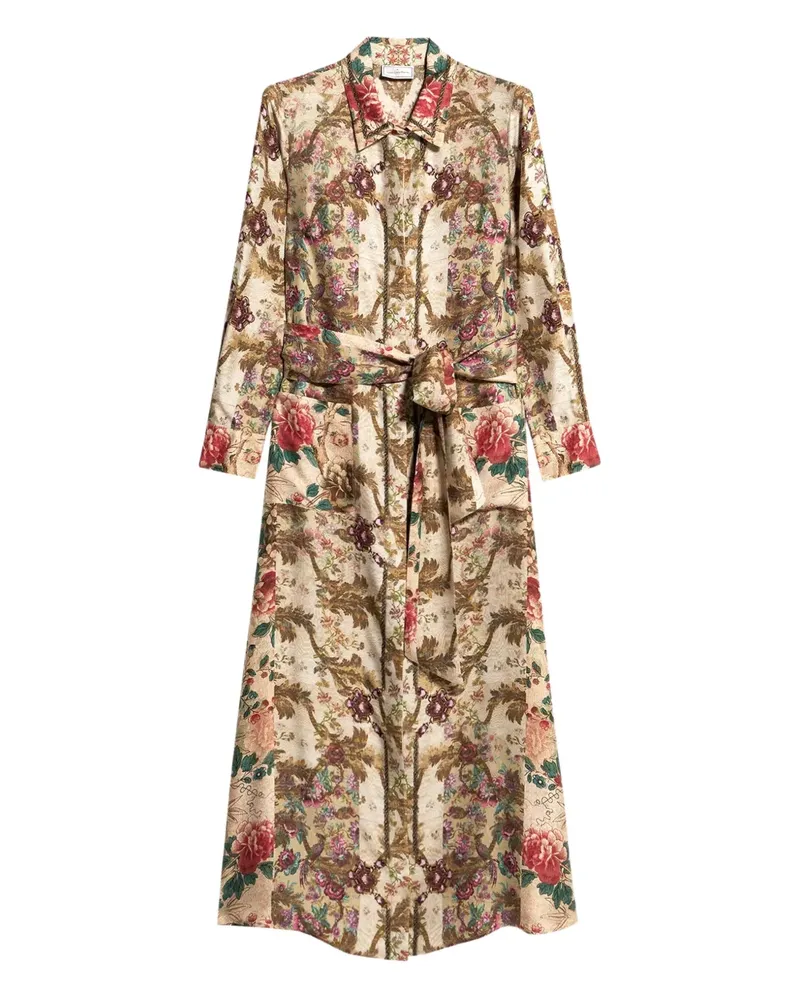 Pierre-Louis Mascia Aloe Maxi-Hemdkleid mit Blumen-Print - Nude Nude