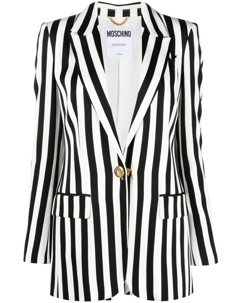 Moschino Gestreifter Blazer aus Satin - Schwarz Schwarz