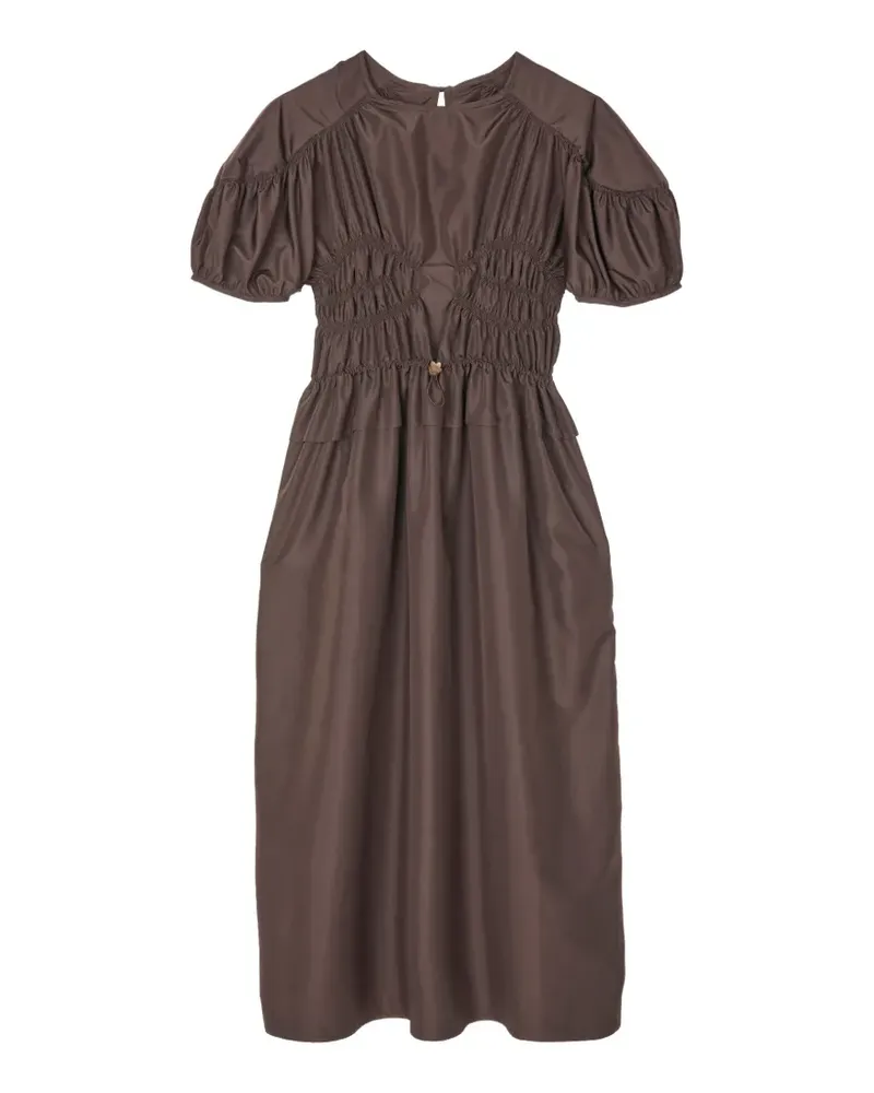 Cecilie Bahnsen Besty midi gathered puff-sleeve dress - Braun Braun