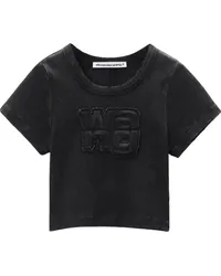 Alexander Wang Cropped-Hemd mit Logo-Applikation Schwarz