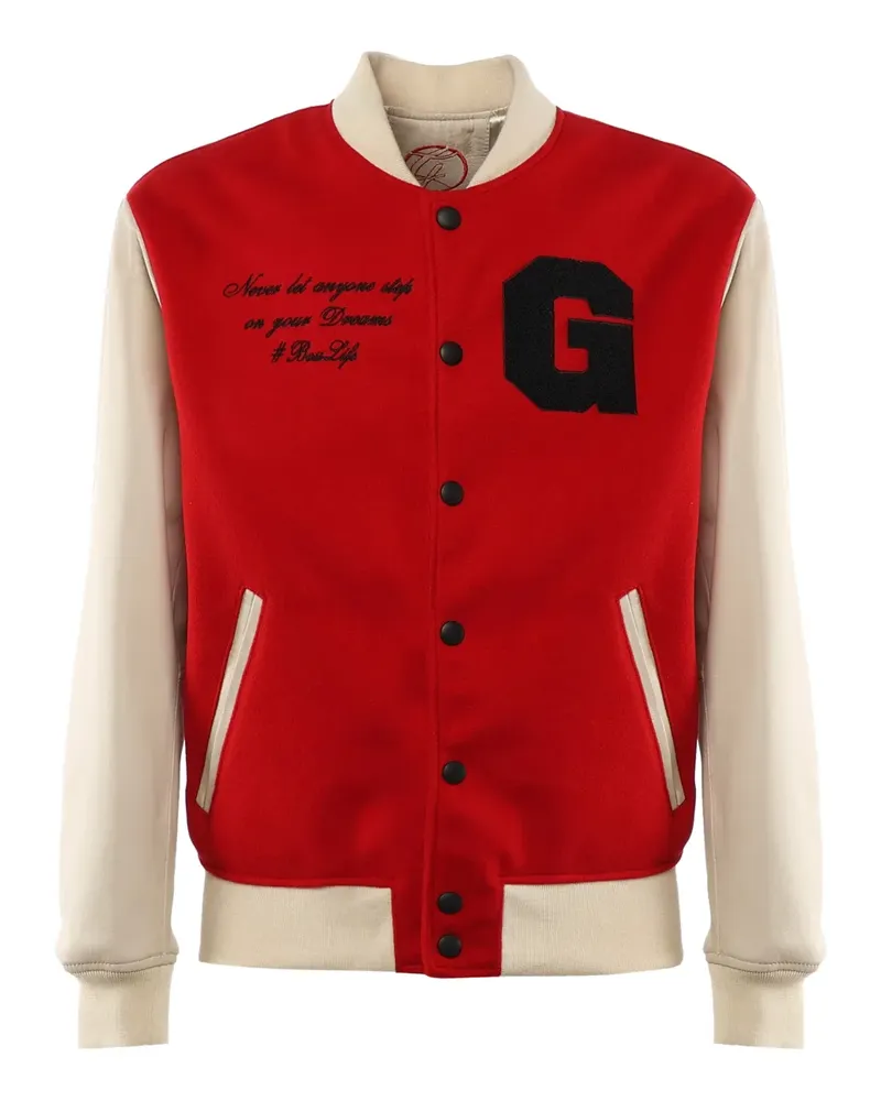 Giuliano Galiano Varsity leather-sleeve button jacket - Rot Rot