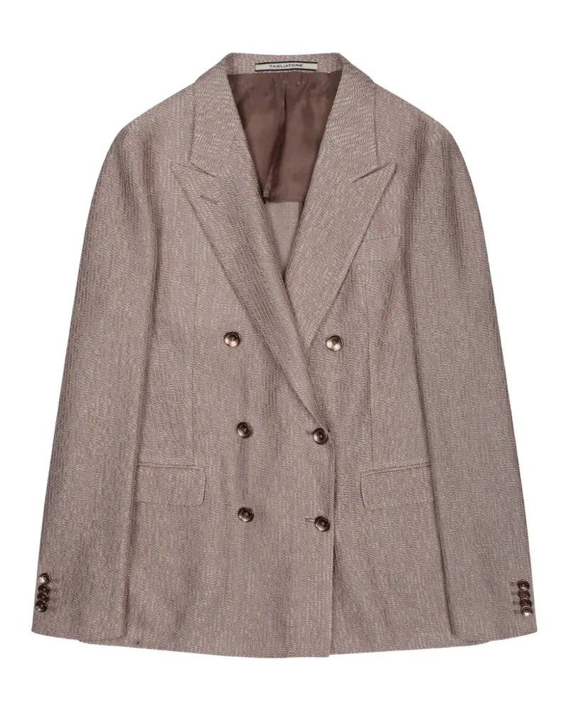 Tagliatore double-breasted textured blazer - Nude Nude