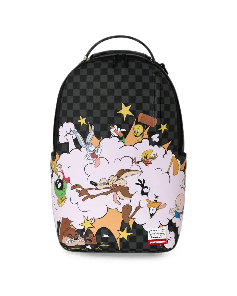 Sprayground x Looney Tunes karierter Rumble In The Shark Rucksack - Schwarz Schwarz