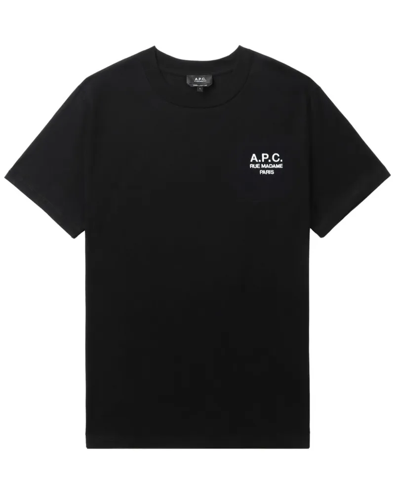 A.P.C. T-Shirt mit Logo-Stickerei - Schwarz Schwarz