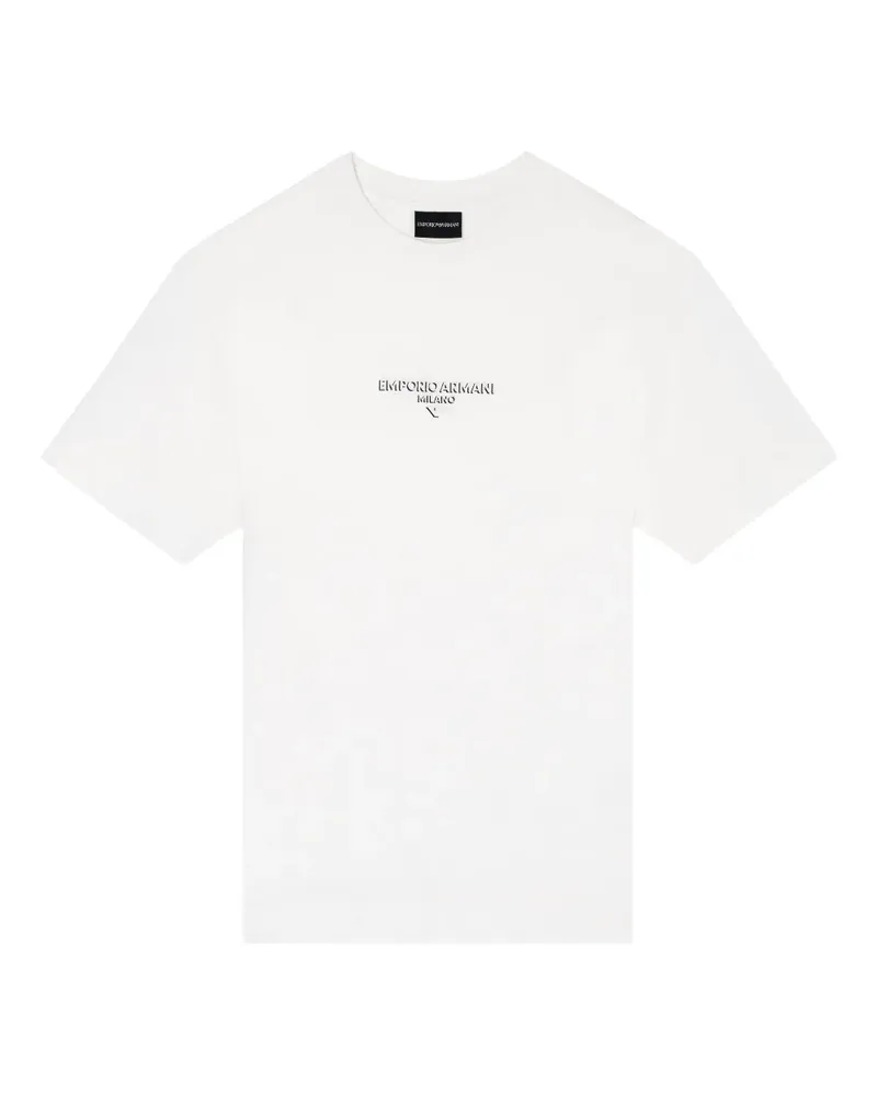 Emporio Armani T-Shirt mit Logo-Stickerei - Weiß Weiß