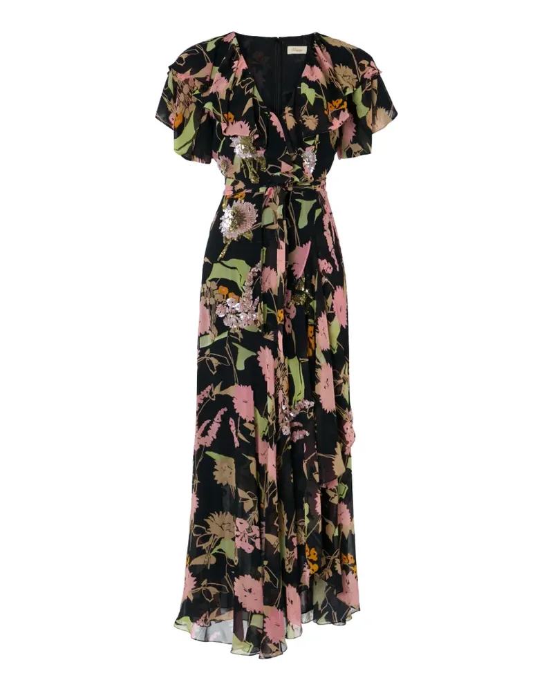 Temperley London Maisie sequin-embellished floral-print dress - Schwarz Schwarz