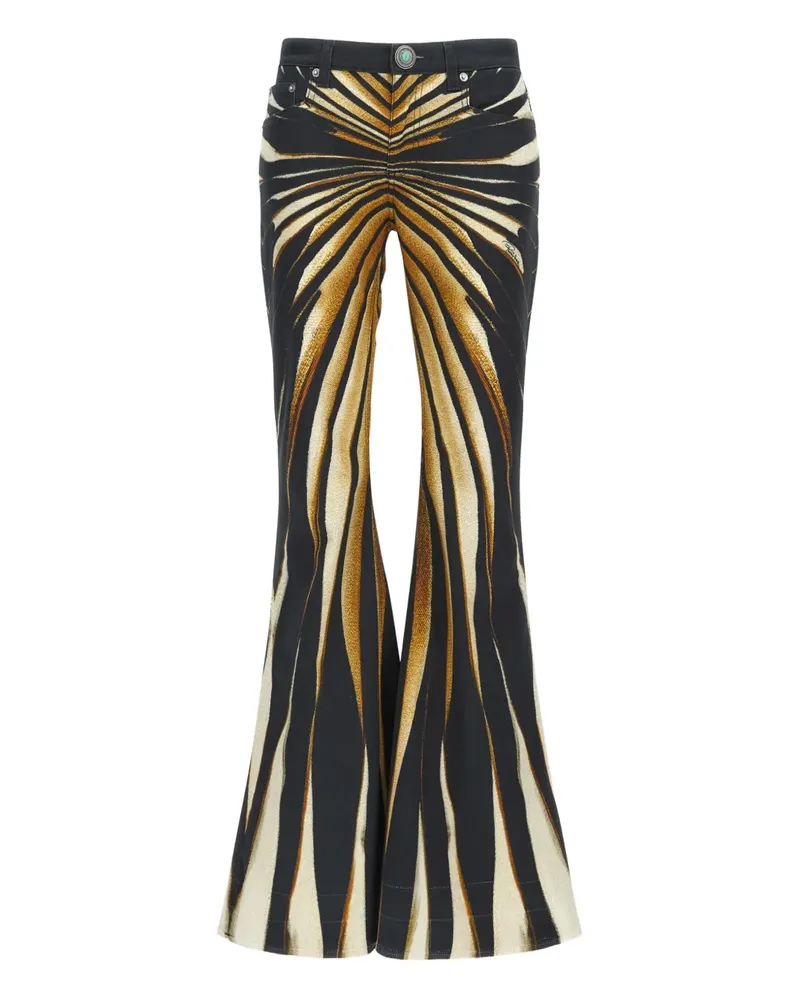 Roberto Cavalli Ausgestellte Hose mit Print - Gold Gold