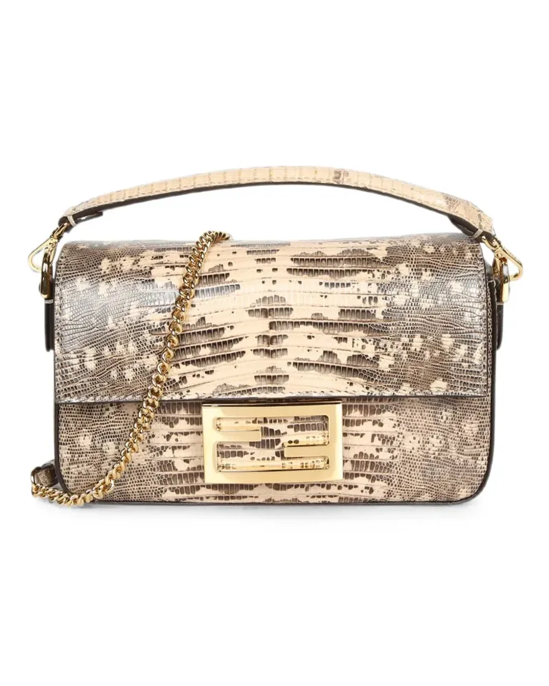Fendi Mini Baguette Tote Bag mit Eidechsen-Effekt - Nude Nude
