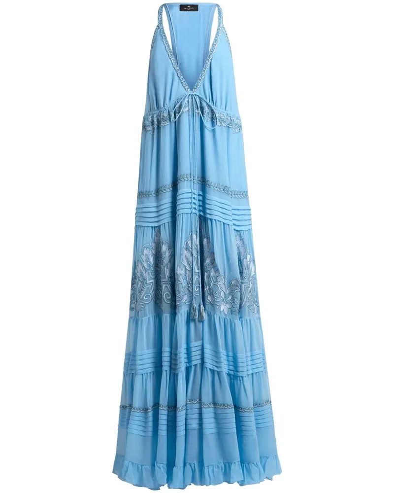 Etro Kleid mit Blumenstickerei - Blau Blau