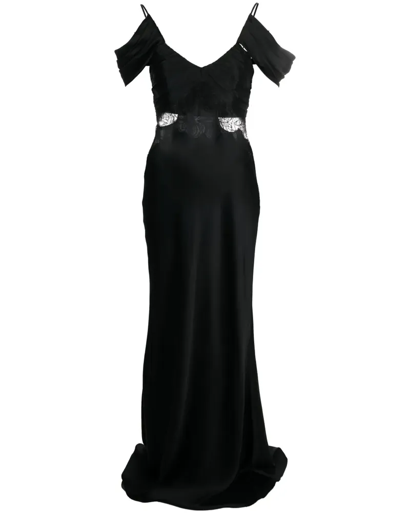 Alberta Ferretti Schulterfreies Abendkleid mit Spitze - Schwarz Schwarz