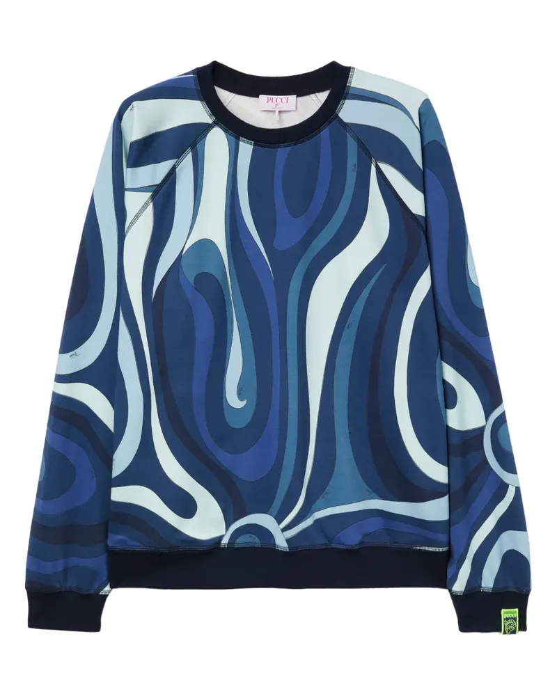 Emilio Pucci Fleece-Sweatshirt mit Marmo-Print - Blau Blau