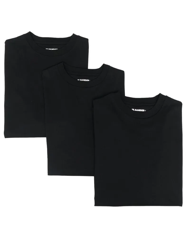 Jil Sander Set aus drei Langarmshirts mit Logo-Patch - Schwarz Schwarz
