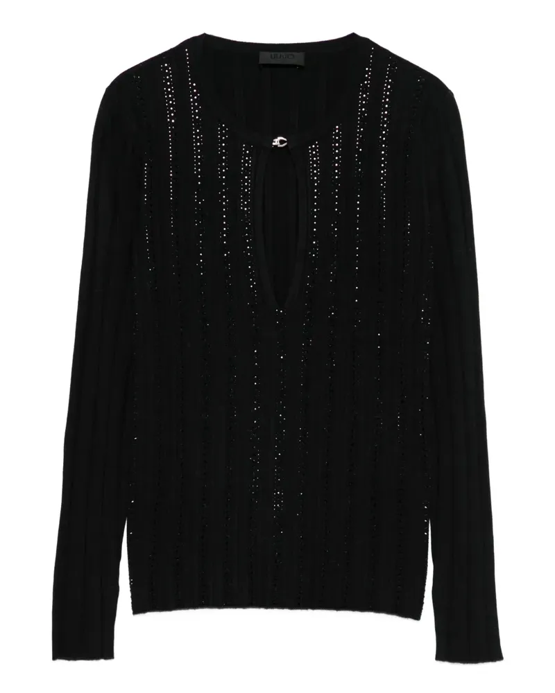 Liu Jo rhinestone-embellished keyhole top - Schwarz Schwarz