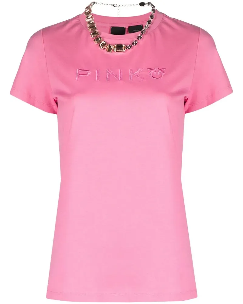 Pinko T-Shirt mit Logo-Stickerei - Rosa Rosa
