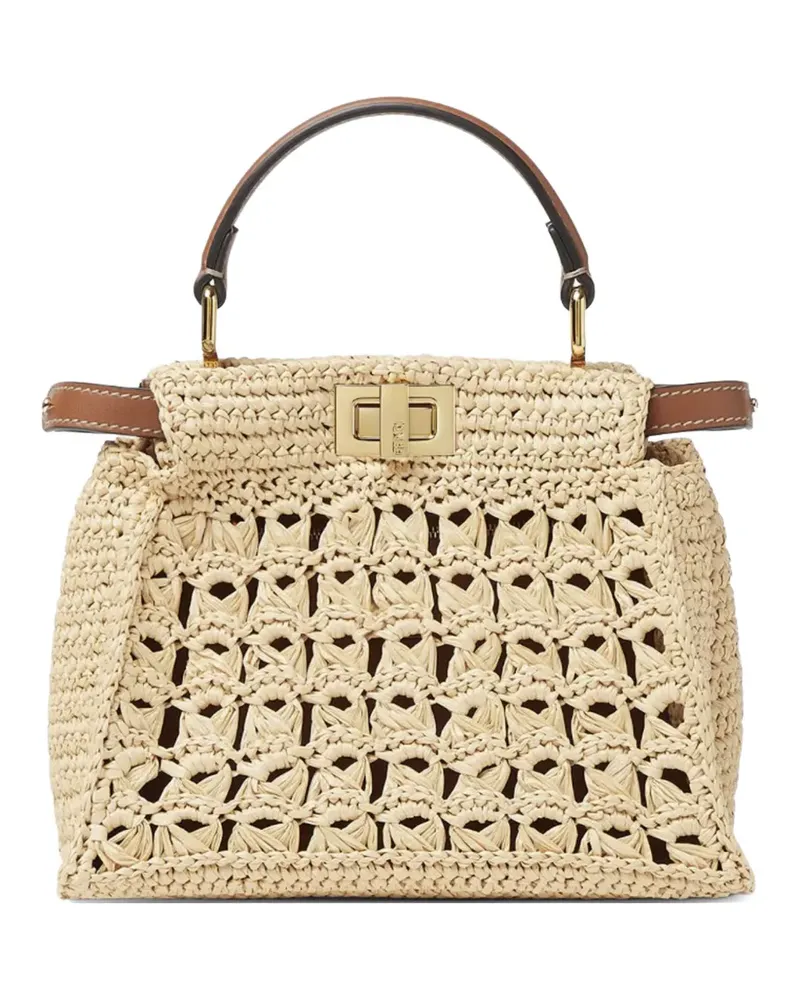 Fendi mini Peekaboo openwork tote bag - Nude Nude