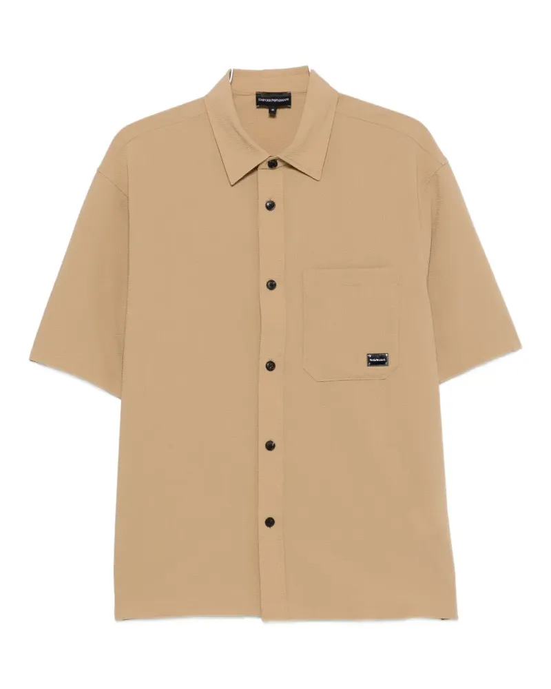 Emporio Armani logo-plaque short-sleeve shirt - Nude Nude