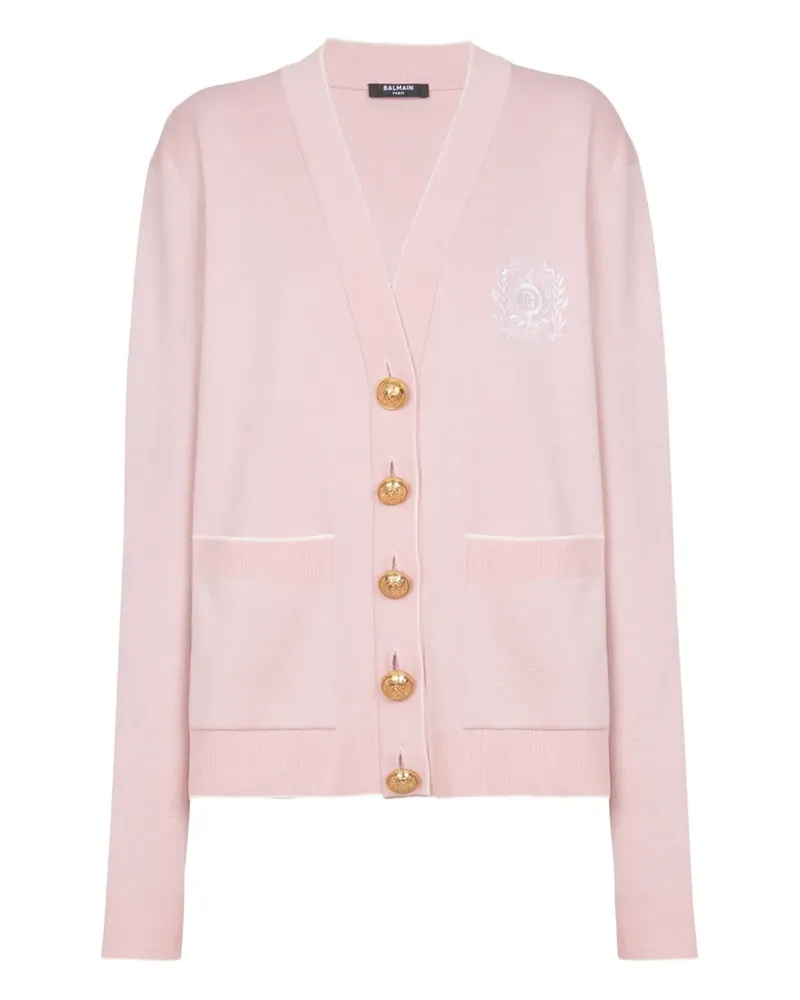 Balmain Cardigan mit Emblème-Stickerei - Rosa Rosa