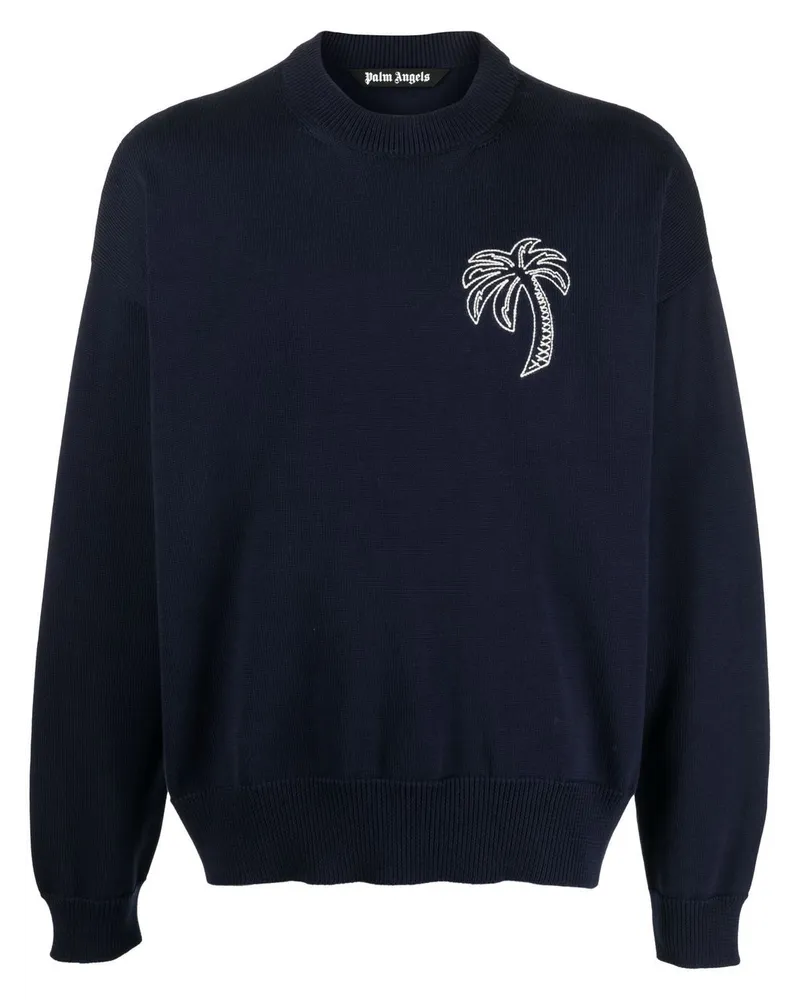 Palm Angels Pullover mit Palmen-Stickerei - Blau Blau