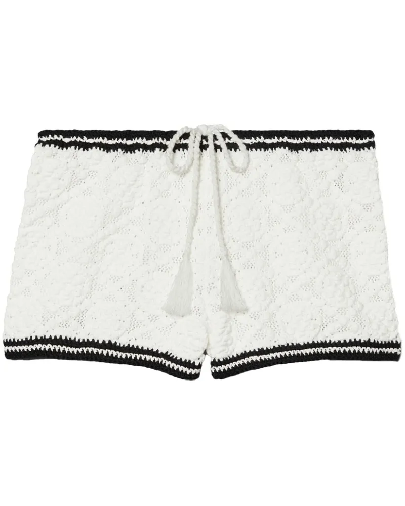 Tory Burch Gestrickte Pointelle Shorts - Weiß Weiß