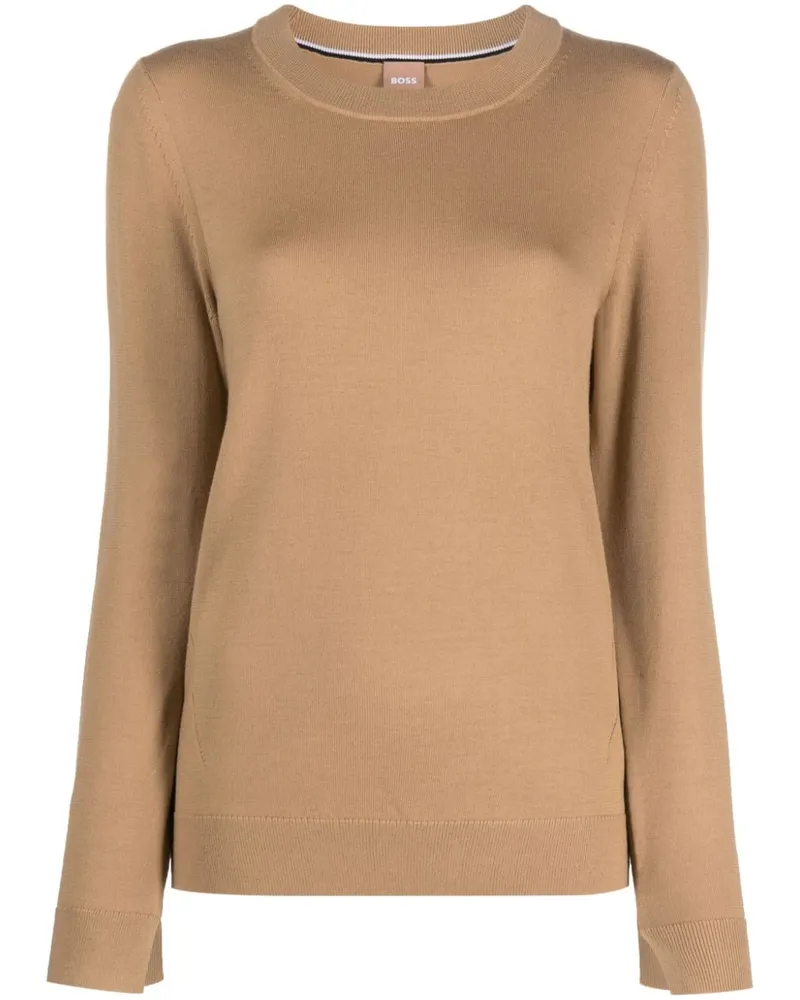 HUGO BOSS Pullover mit Logo-Schild - Braun Braun