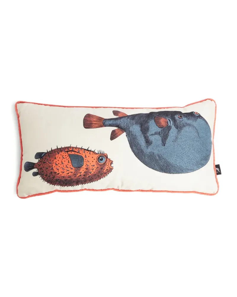 Fornasetti Pesci Kissen (50cm x 25cm) - Weiß Weiß