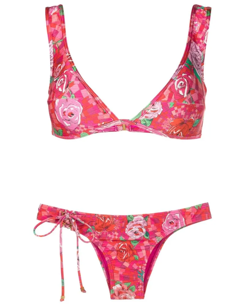 Amir Slama Bikini mit geometrischem Print - Rosa Rosa
