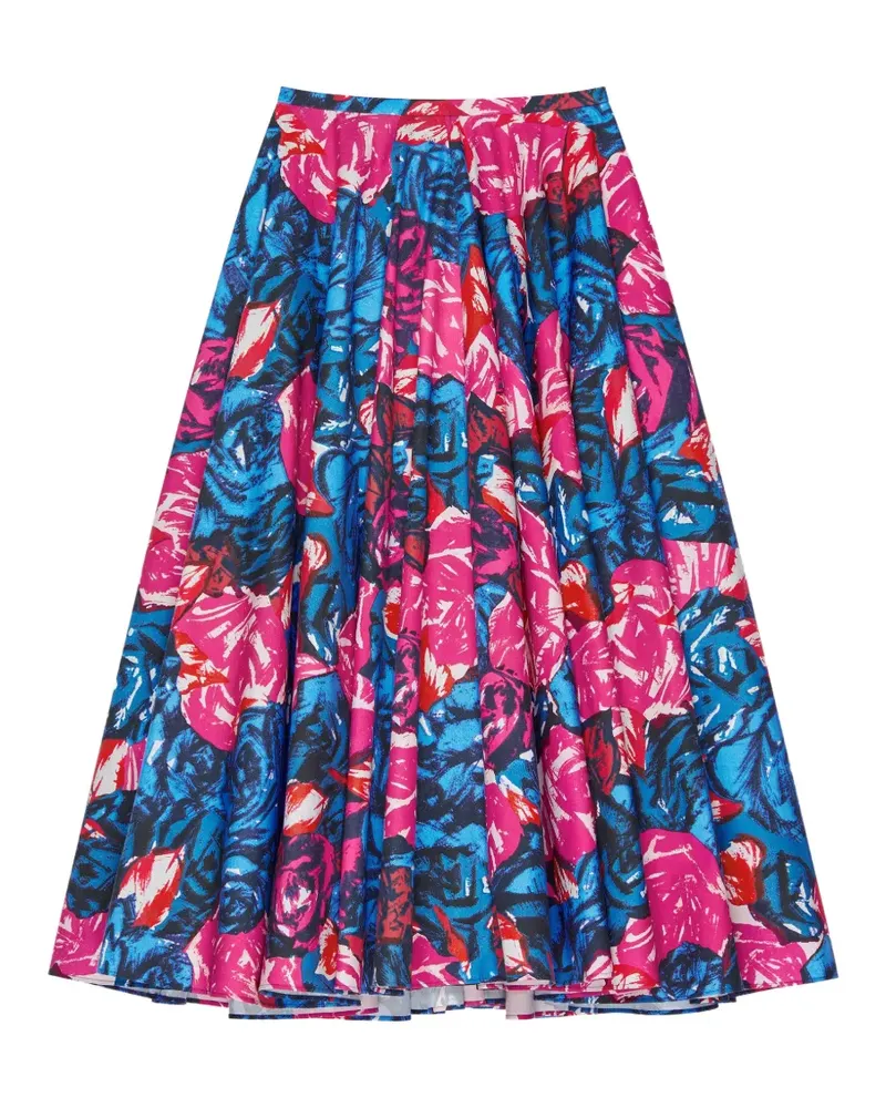 Givenchy Langer Rock aus Popeline mit Blumenprint - Blau Blau