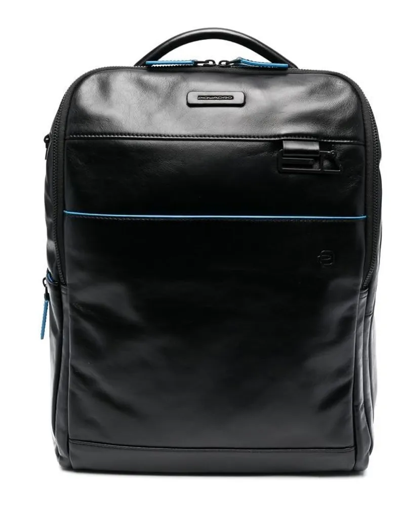 Piquadro Rucksack mit Logo-Schild - Schwarz Schwarz