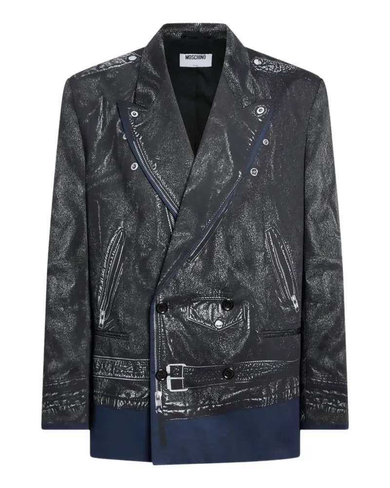 Moschino printed double-breasted cotton drill jacket - Schwarz Schwarz