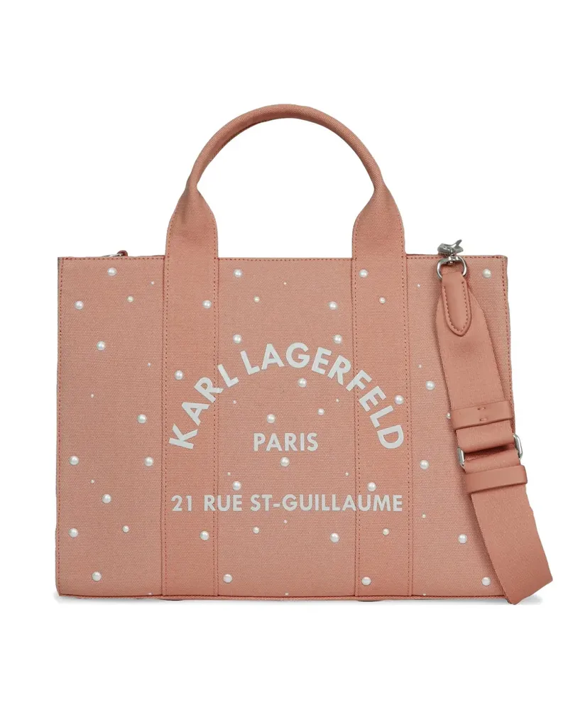 Karl Lagerfeld medium Rue St-Guillaume pearl-embellished tote bag - Rosa Rosa
