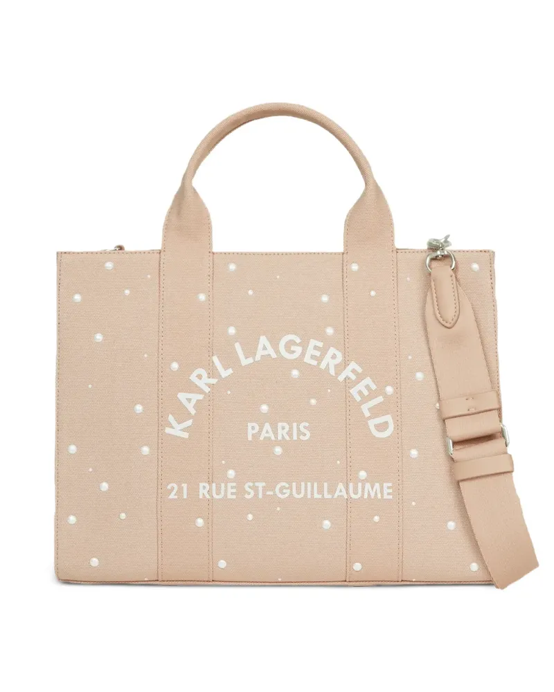 Karl Lagerfeld medium Rue St-Guillaume pearl-embellished tote bag - Rosa Rosa