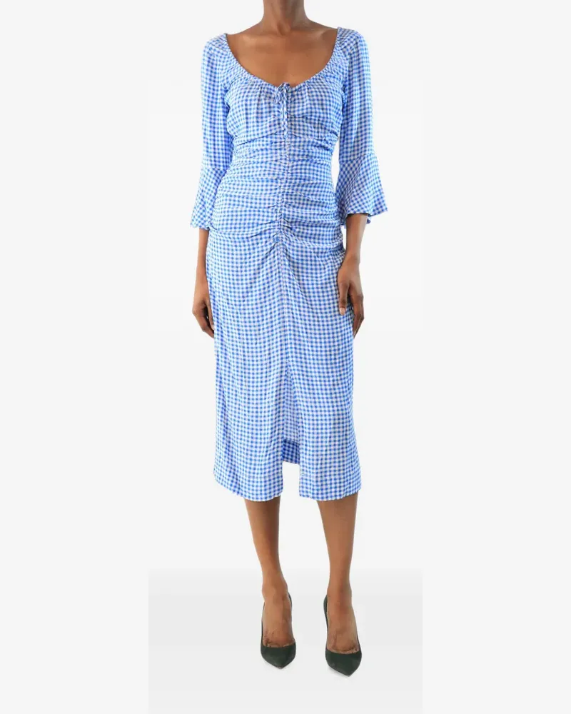 Ganni ruched midi dress - Blau Blau