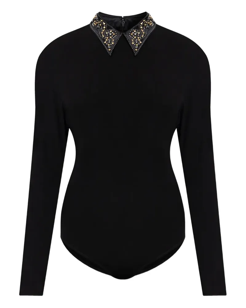 Versace embellished-collar bodysuit - Schwarz Schwarz