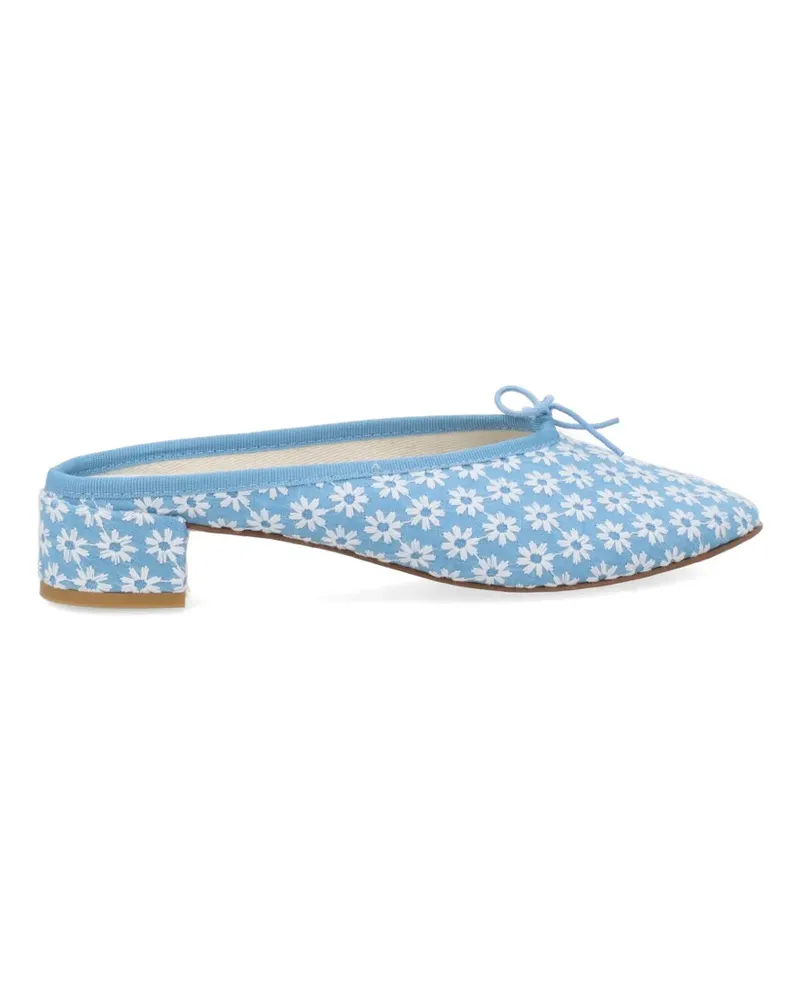 Repetto Camille floral-print bow-detail mules - Blau Blau