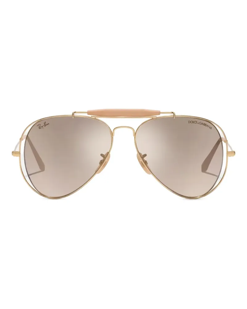 Dolce & Gabbana x ray-ban double-frame pilot sunglasses - Gold Gold