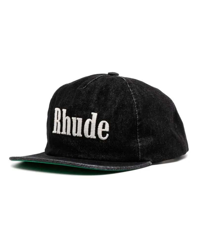 RHUDE logo-embroidered denim baseball cap - Schwarz Schwarz
