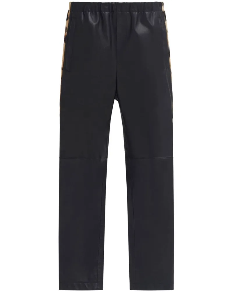 Marni Lederhose mit Leoparden-Streifen Schwarz