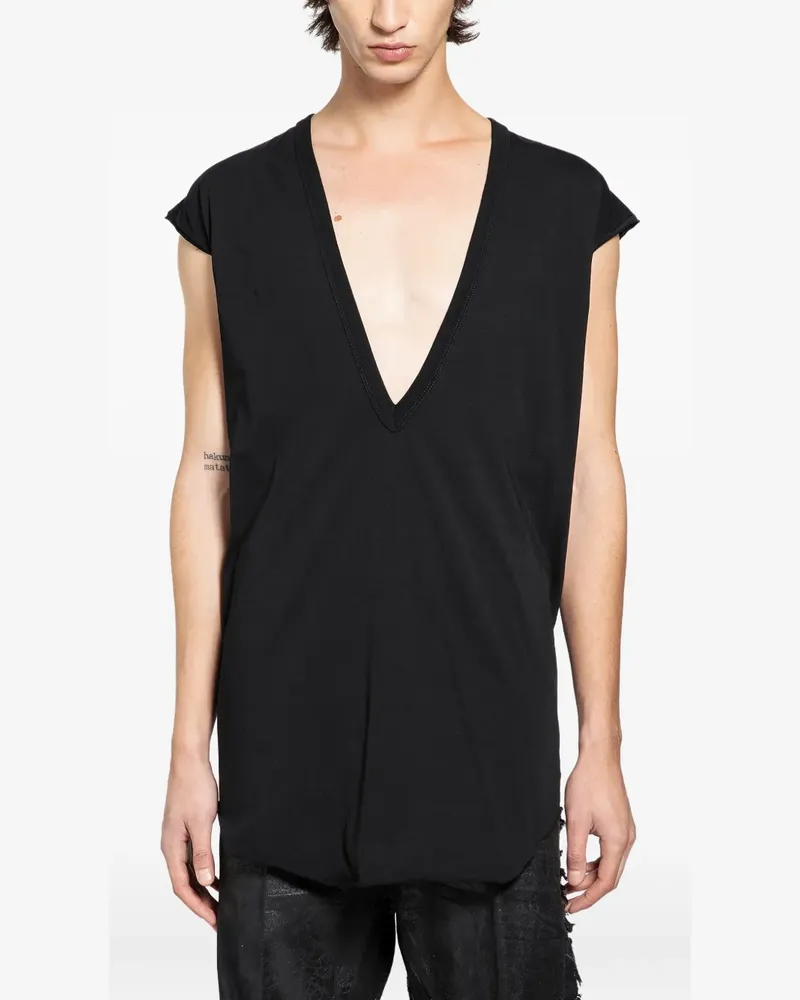 Rick Owens deep V-neck cotton jersey top - Schwarz Schwarz