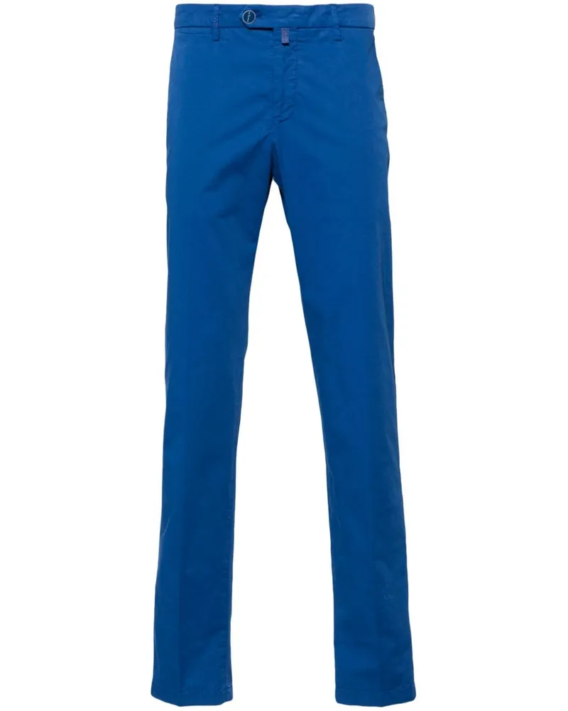 Kiton Halbhohe Slim-Fit-Chino Blau