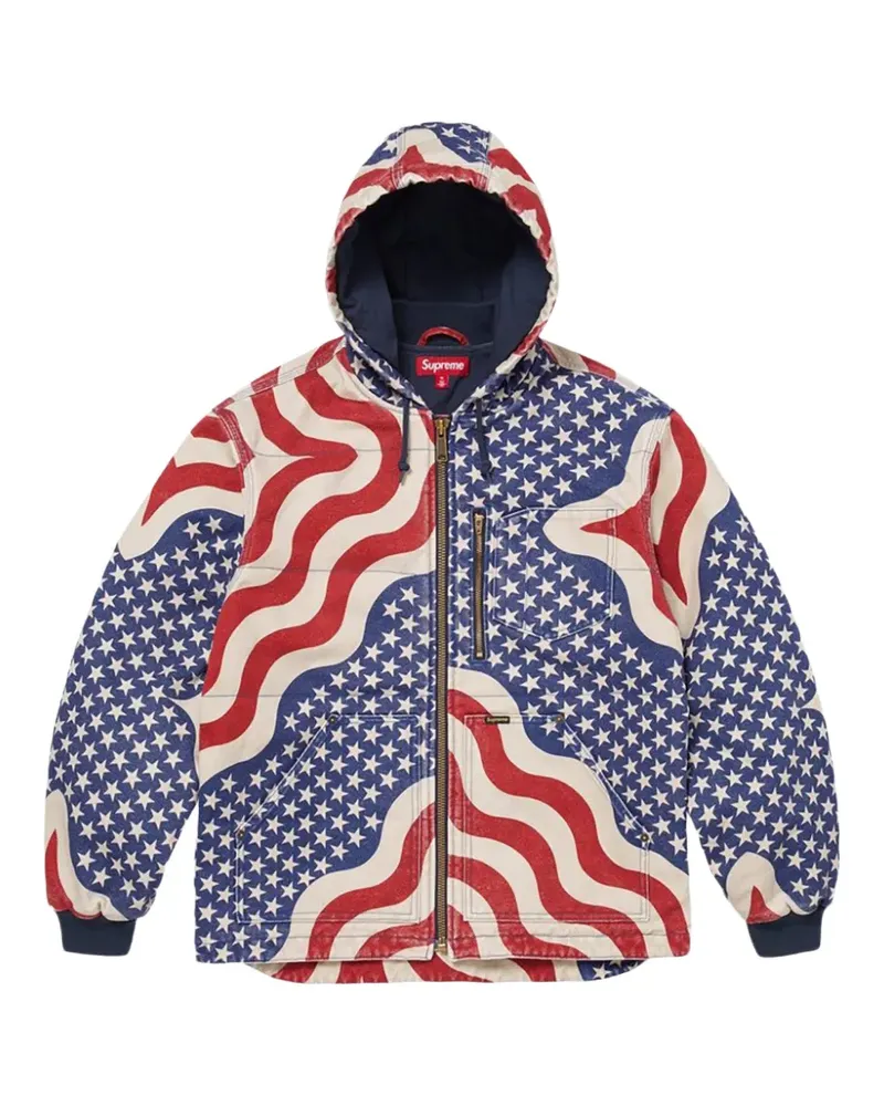 Supreme Being flag-print quilted jacket - Blau Blau