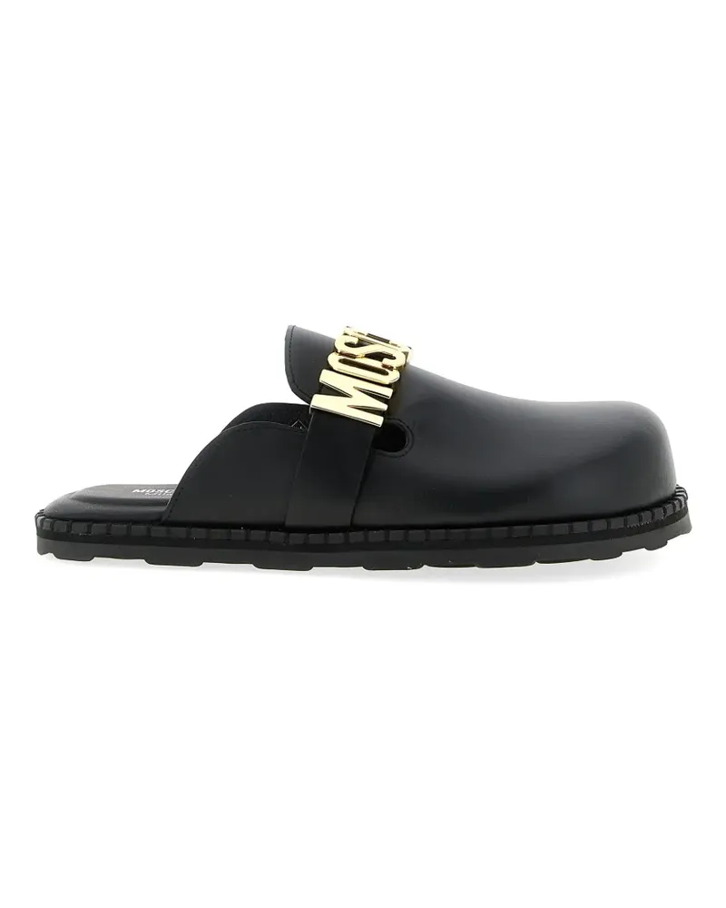 Moschino Mules aus Leder mit Logo - Schwarz Schwarz